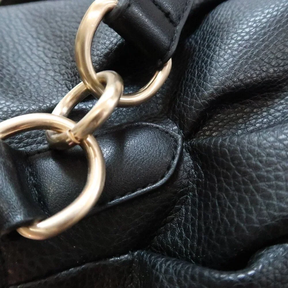 Golden Hour Feels Vintage Cambodia Black Faux Leather Shoulder Bag Purse
